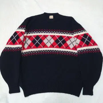 80s MENS BIGI 울 아가일 니트 스웨터 다케오 키쿠치