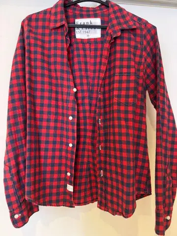 Frank & Eileen 긴팔 셔츠 XS 빨간색 네이비 체크