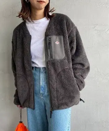 새상품급 단톤 하이 파일 플리스 V넥 지퍼 자켓 38 차콜