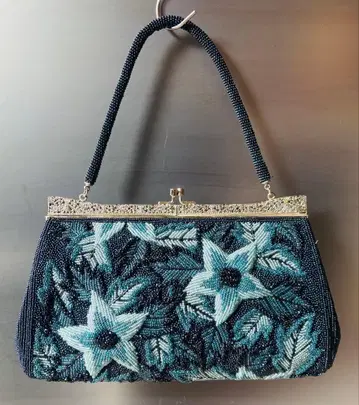 비즈 자수 핸드백 파란색 계열