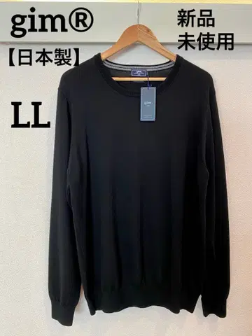 [ 미사용 새상품 ] gim 블랙 울 100% 크루넥 스웨터 LL