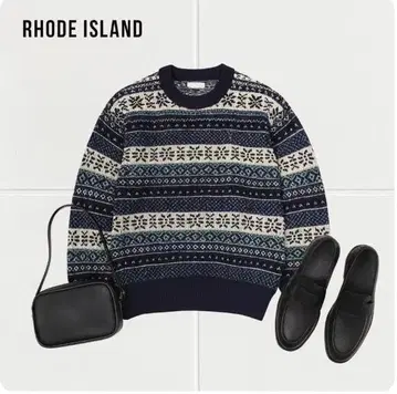 J201@ RHODE ISLAND 90s 총무늬 니트 스웨터 페어 아이