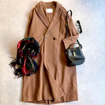 새상품급 보르지 고급 울 캐시미어 체스터 롱 코트 핑크 브라운