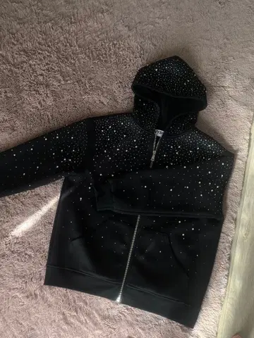 VYBES 스플래쉬 디자인 집업 후드티 블랙