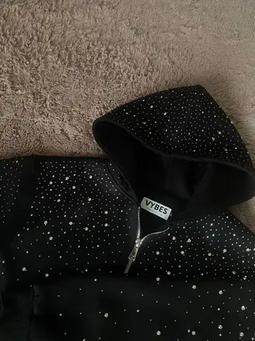 VYBES 스플래쉬 디자인 집업 후드티 블랙