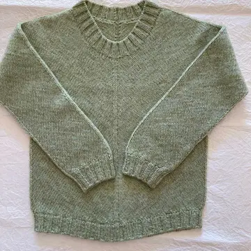 손뜨개질 V넥 니트 스웨터 긴팔