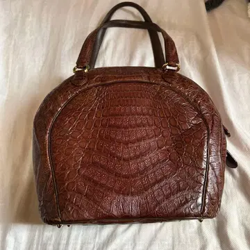 브라운 크로커다일풍 핸드백 미사용