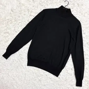 무인양품 고품질 하이넥 니트 울 100% 모크넥 블랙 ( S )