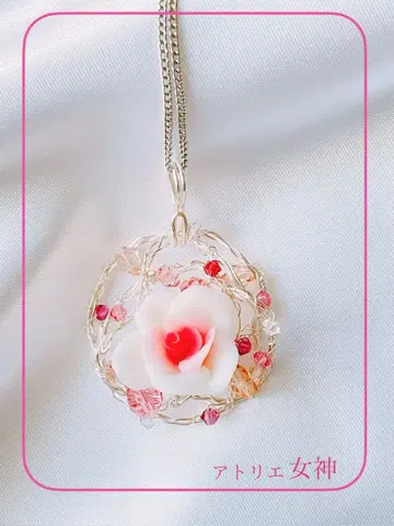 핑크 장미 꽃 목걸이 장미 펜던트 탑 로즈 펜던트 헤드
