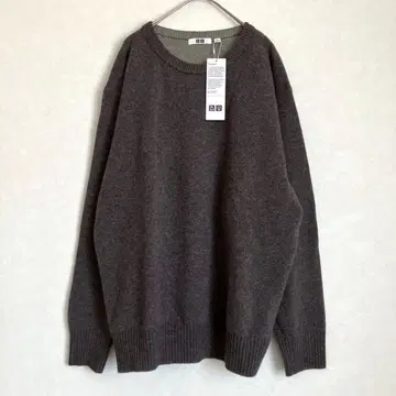 새상품 유니클로 U 바이컬러 라무 크루넥 스웨터 브라운 L