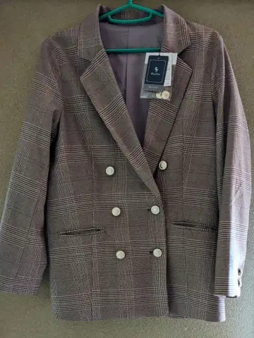 택 포함 새상품 더블 브레스트 체크 무늬 자켓 블레이저 M 사이즈