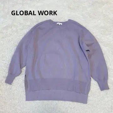 a2091 [ 글로벌 워크 ] 니트 심플 무지 M 퍼플 캐주얼