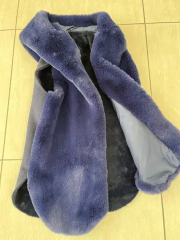 페이크 무스탕 베스트 후드 일체형 가지색