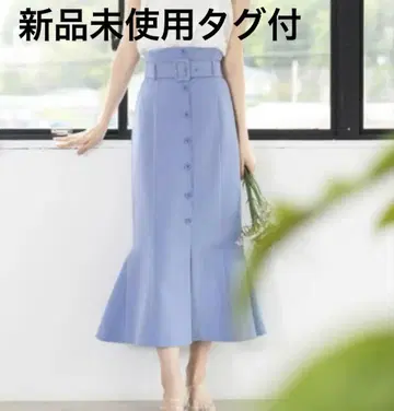 MISCH MASCH 미슈마슈 벨트 포함 머메이드 스커트 스카이블루