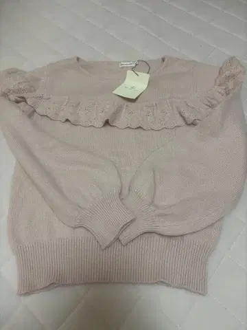 미사용 새상품 Bon mercerie 프릴 니트 스웨터 핑크