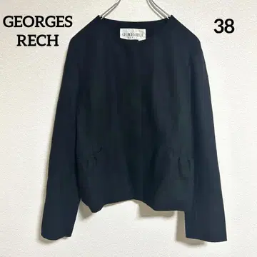 GEORGES RECH 페플럼 프릴 노카라 자켓 블랙 고급