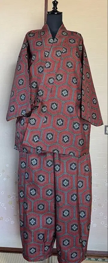 옷감 기모노 리메이크 무라야마 오시마 사문복 셋업 상의 반텐 팬츠