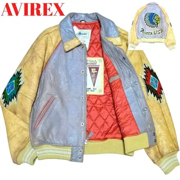 새상품급 L 사이즈 AVIREX 인디언 패턴 바시티 자켓 가죽 자켓