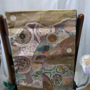 화려한 꽃무늬 골드 컬러 후쿠로 오비