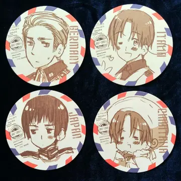 헤타리아 코스터 4장 세트 이탈리아 일본 독일 치비탈리아