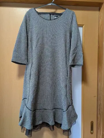 PATRY 체크 무늬 7부 소매 원피스 드레스