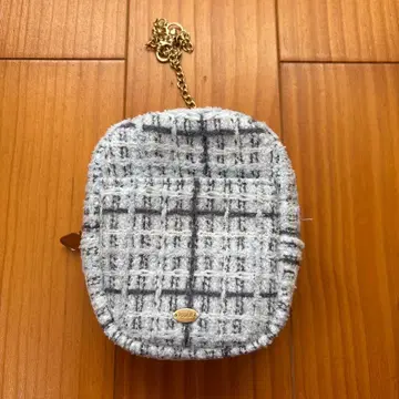 젤라또피케 그레이 체크 무늬 트위드 파우치