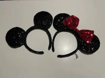 디즈니 머리띠 미키 미니 스팽글 페어 세트
