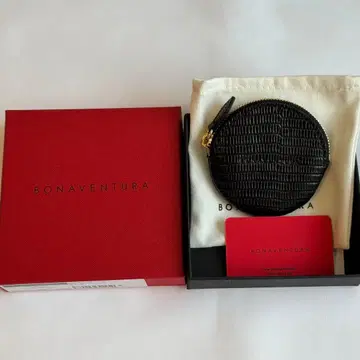 새상품 BONAVENTURA 라운드 코인 케이스 엠보싱 리자드 컬렉션