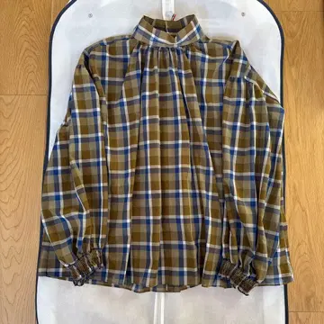 ESTNATION 보타이 체크 블라우스