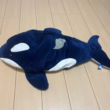 범고래 봉제 인형 약 60cm 네이비와 화이트