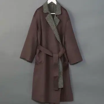 6 roku 리버서블 롱 가운 코트 체크 사이즈 36