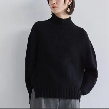 루프얀 라메 콤비 터틀 니트 | 오피스 캐주얼 / 경량 / 겨울 의류