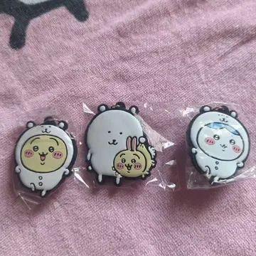 나가노 마켓 러버 키링 곰 안은 토끼 곰 뒤집어쓴 토끼 하치와레