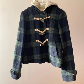 더플 코트 네이비 그린 체크