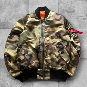 [레어] 알파 인더스트리 ma-1 L 사이즈 카모 패턴 플라이트 자켓
