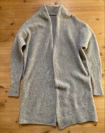 [야크 캐멜] 무인양품 야크 캐멜 혼방 롱 니트 가디건 그레이 브라운