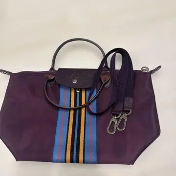 보라색 스트라이프 숄더백