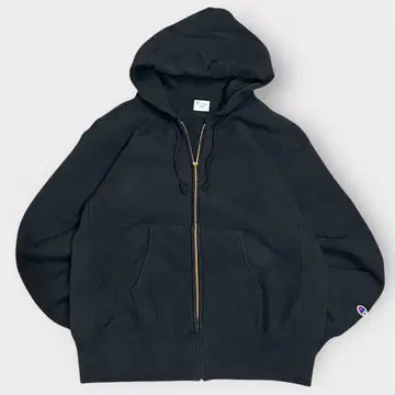 챔피온 리버스 위브 집업 후드티 블랙 LARGE