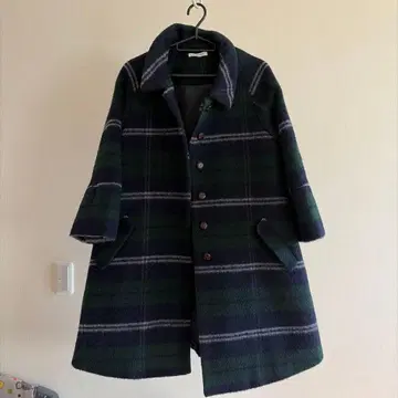 코트 여성용 M 체크 그린