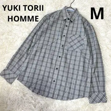 YUKI TORII HOMME 체크 무늬 셔츠 M 사이즈 일본제 원단