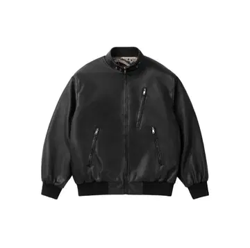 블랙 레더 봄버 자켓