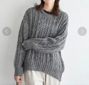 ikka 라메얀 시스루 니트 풀오버 그레이 니트 스웨터 M