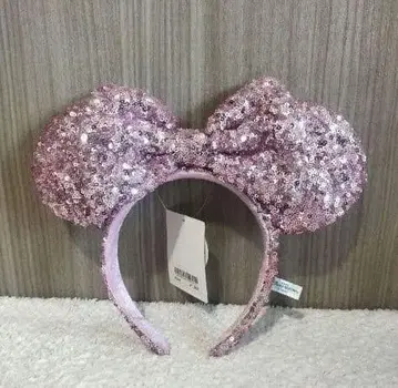 새상품 미니 스팽글 리본 머리띠 핑크 디즈니랜드 시