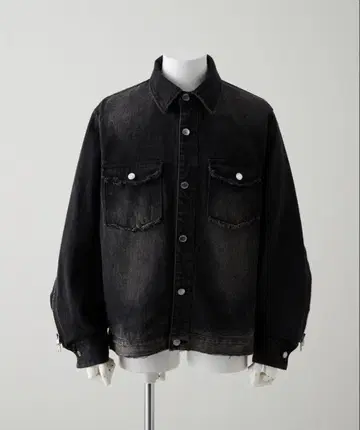 [GRANCY] 지퍼 디자인 데님 셔츠 자켓 / 블랙 / L