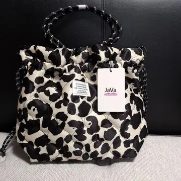 JaVa 레오파드 무늬 복조리형 토트백