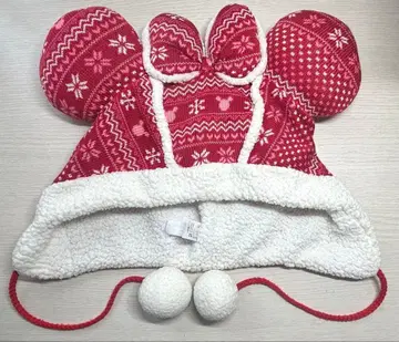 미니 팬캡 노르딕 무늬 빨간색 디즈니 레드