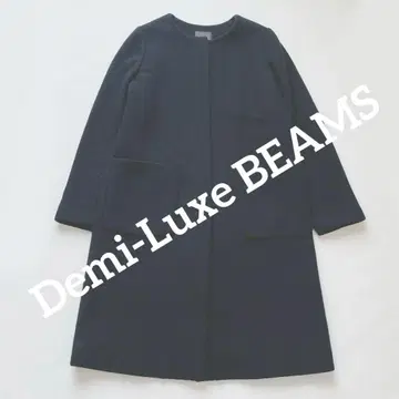 컨디션 최상 데미룩스 빔즈 Demi-Luxe 울 노카라 코트 블랙 38