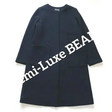 컨디션 최상 데미룩스 빔즈 Demi-Luxe 울 노카라 코트 블랙 38