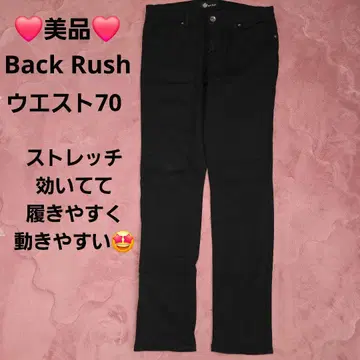 새상품급 Back Rush 블랙 스트레치 있음 스키니 팬츠 허리 70