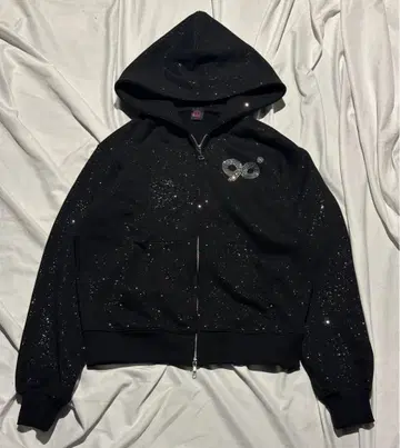 9090girl Logo Glitter Light Zip Hoodie